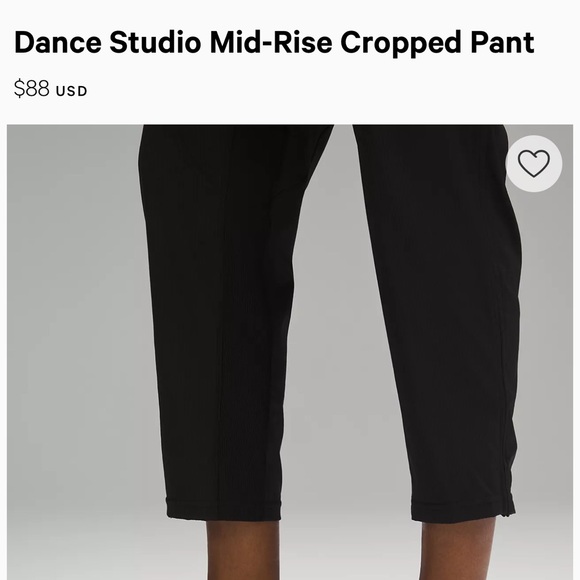 Lululemon Dance Studio Mid-Rise Cropped Pant - Black 10 Straight Leg - Picture 5 of 9
